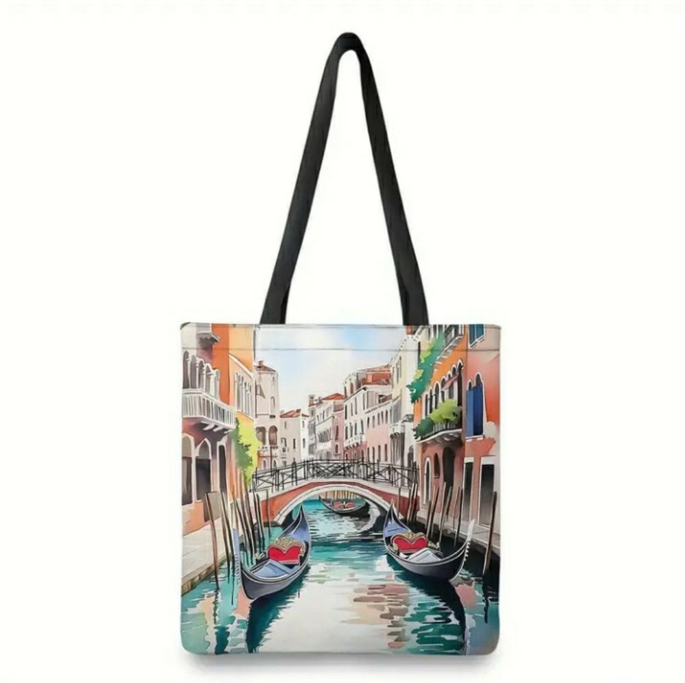 Venice Canal/Gondola Print Tote Bag, NWT